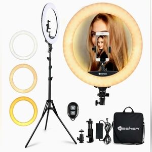 LED Ring Light Kit with Adjustable White and Gold Lighting
